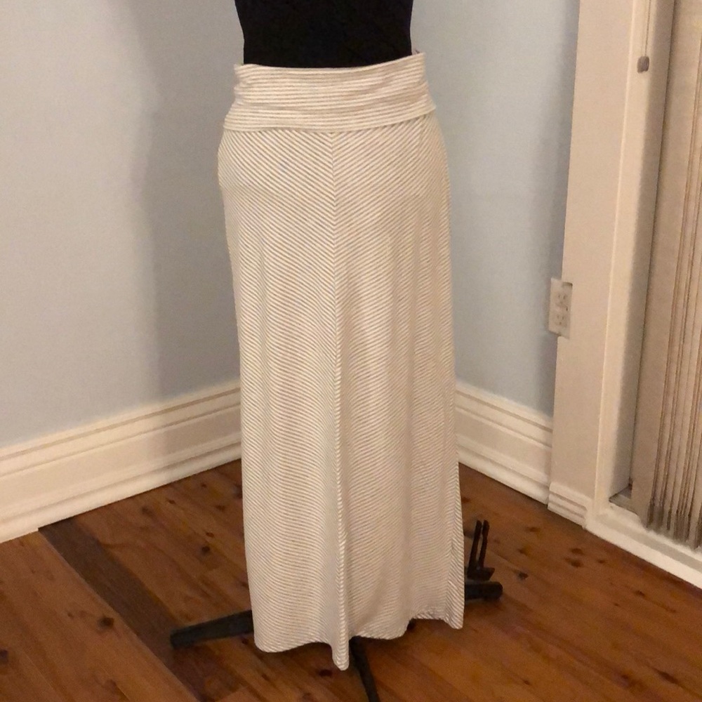 Gray & White Striped Maternity Maxi Skirt